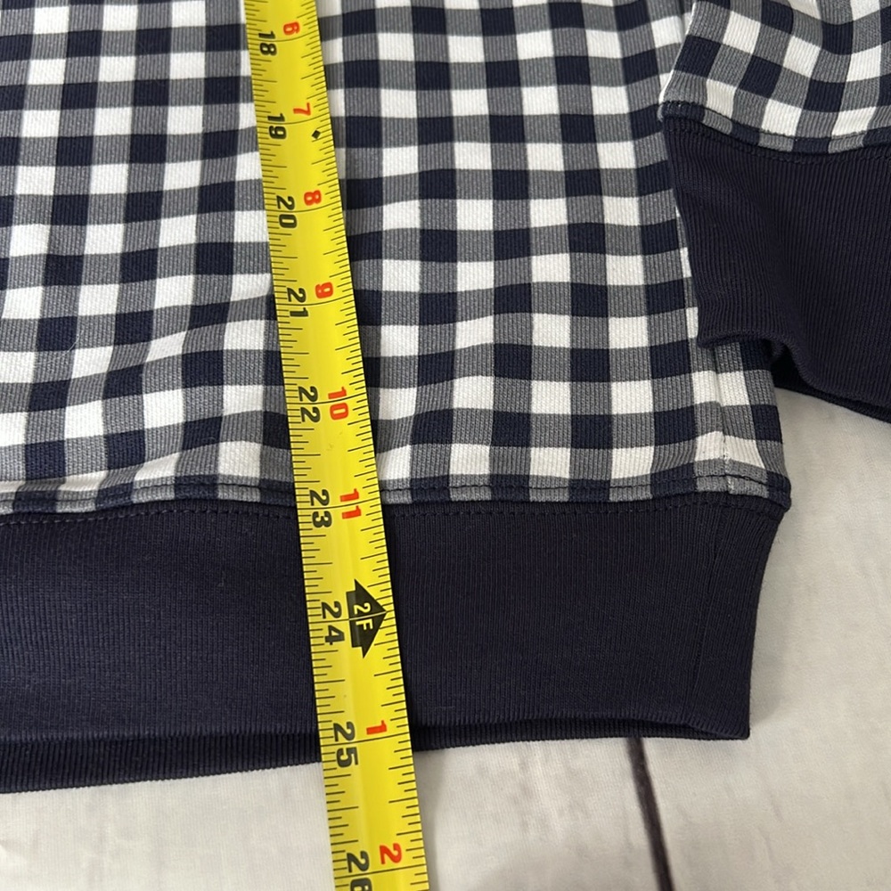 Draper James White/ Dark‎ Navy Blue Gingham Long Sleeve Sweatshirt Sz: Sm… - Picture 5 of 8